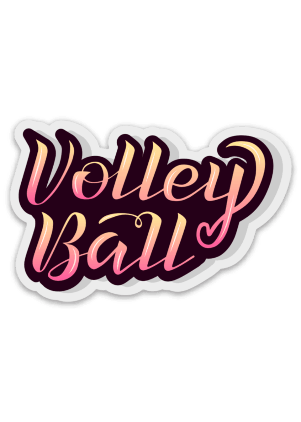 Volleyball Sticker Pink & Yellow Heart